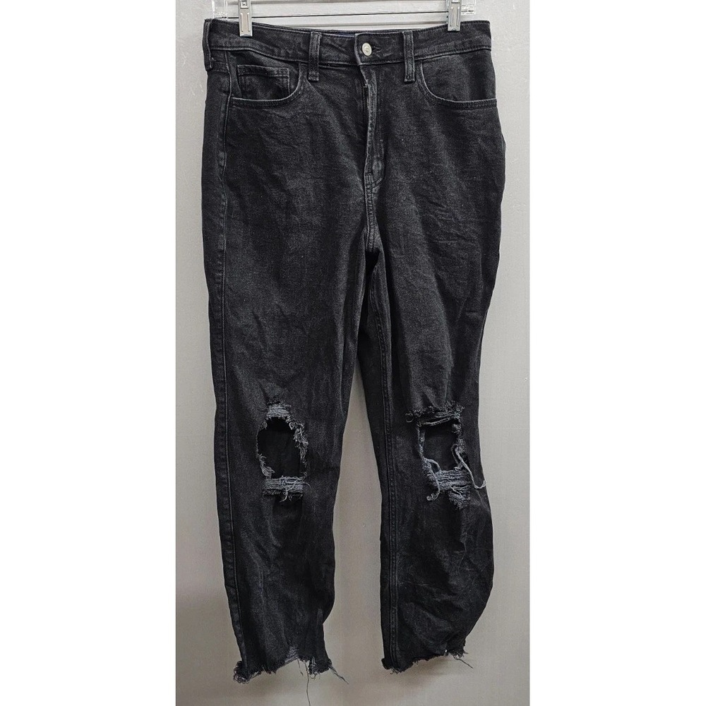 Hollister Ultra High Rise Vintage Straight Jeans Womens 9L Black Distressed
